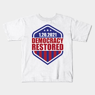 democracy restored Biden Harris Kids T-Shirt